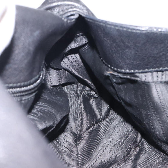 Salvatore Ferragamo Shoulder Bag Leather Black Silver Auth 123376