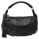 Salvatore Ferragamo Shoulder Bag Leather Black Silver Auth 123376-13