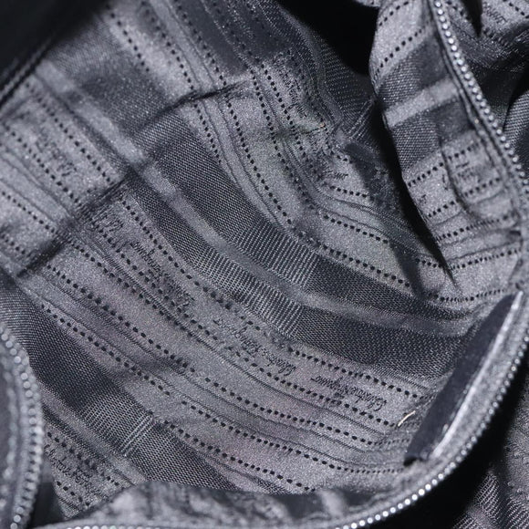 Salvatore Ferragamo Shoulder Bag Leather Black Silver Auth 123376