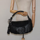 Salvatore Ferragamo Shoulder Bag Leather Black Silver Auth 123376-22