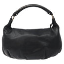 Salvatore Ferragamo Shoulder Bag Leather Black Silver Auth 123376-2