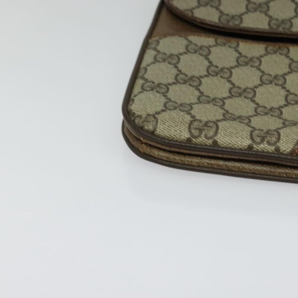 GUCCI GG Supreme Shoulder Bag PVC Beige Gold Auth 123381