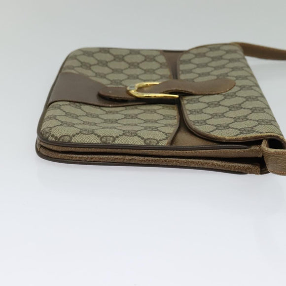 GUCCI GG Supreme Shoulder Bag PVC Beige Gold Auth 123381