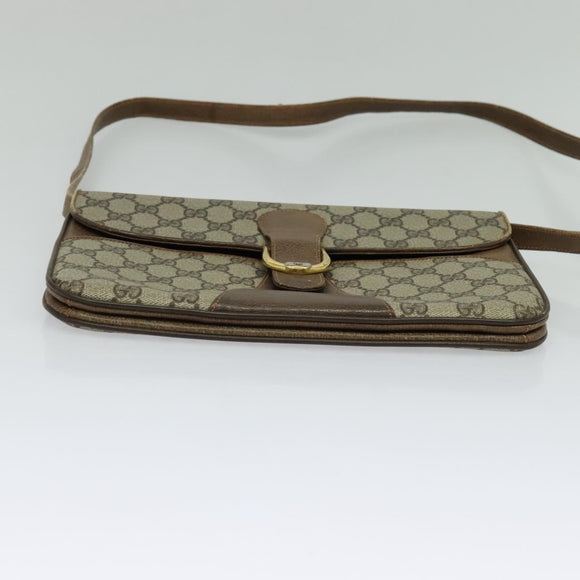 GUCCI GG Supreme Shoulder Bag PVC Beige Gold Auth 123381