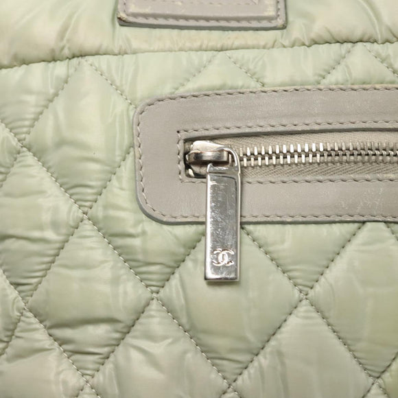 CHANEL Cococoon Hand Bag Nylon Gray Silver CC Auth 123385