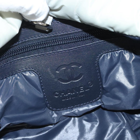 CHANEL Cococoon Hand Bag Nylon Gray Silver CC Auth 123385