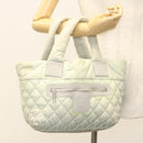 CHANEL Cococoon Hand Bag Nylon Gray Silver CC Auth 123385-27