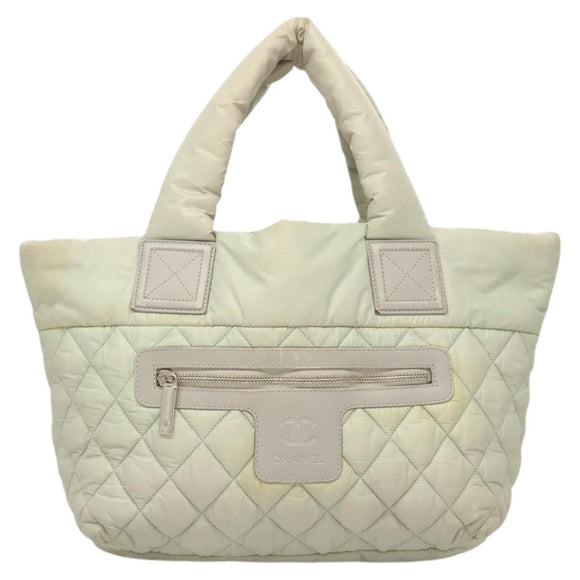 CHANEL Cococoon Hand Bag Nylon Gray Silver CC Auth 123385