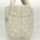 CHANEL Cococoon Hand Bag Nylon Gray Silver CC Auth 123385-3