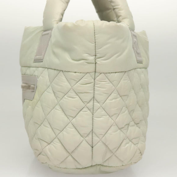 CHANEL Cococoon Hand Bag Nylon Gray Silver CC Auth 123385