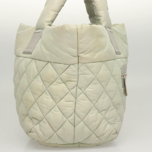 CHANEL Cococoon Hand Bag Nylon Gray Silver CC Auth 123385