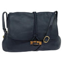 GUCCI Shoulder Bag Leather Blue Gold 338985 Auth 123404-1