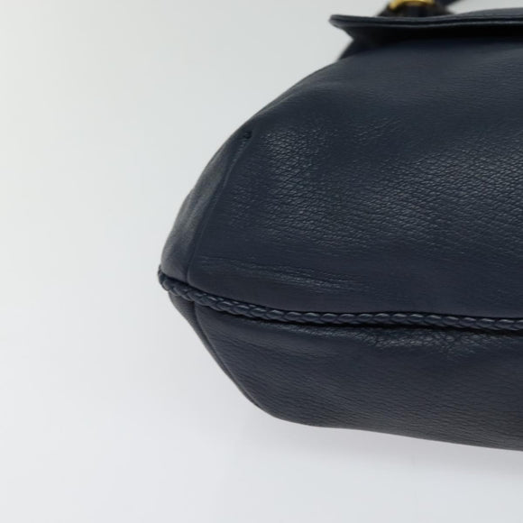 GUCCI Shoulder Bag Leather Blue Gold 338985 Auth 123404