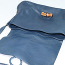 GUCCI Schoudertas Leer Blauw Goud 338985 Auth 123404-9