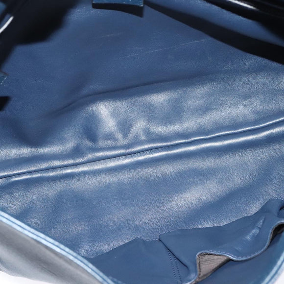 GUCCI Shoulder Bag Leather Blue Gold 338985 Auth 123404