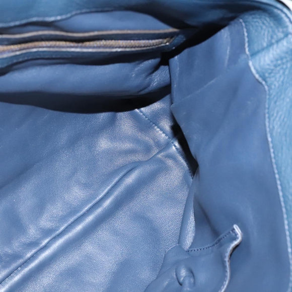 GUCCI Shoulder Bag Leather Blue Gold 338985 Auth 123404