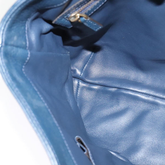 GUCCI Shoulder Bag Leather Blue Gold 338985 Auth 123404