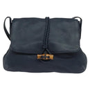 GUCCI Shoulder Bag Leather Blue Gold 338985 Auth 123404-13