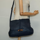 GUCCI Shoulder Bag Leather Blue Gold 338985 Auth 123404-21