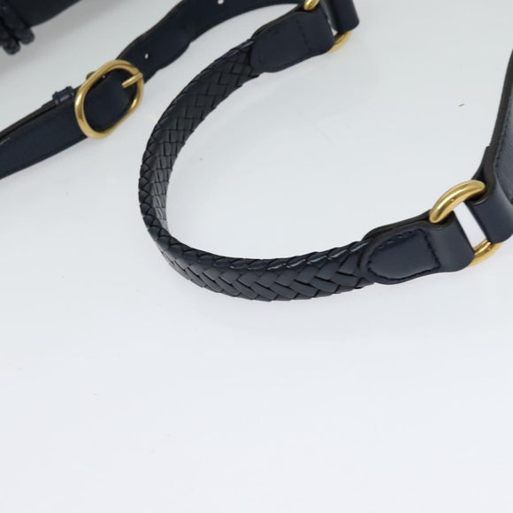 GUCCI Shoulder Bag Leather Blue Gold 338985 Auth 123404