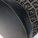 FENDI Zucchino Canvas Shoulder Bag Navy Silver Auth 123405-14