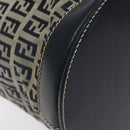 FENDI Zucchino Canvas Shoulder Bag Navy Silver Auth 123405-15
