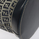 FENDI Zucchino Canvas Shoulder Bag Navy Silver Auth 123405-17
