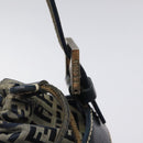 FENDI Zucchino Canvas Shoulder Bag Navy Silver Auth 123405-18