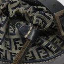 FENDI Zucchino Canvas Shoulder Bag Navy Silver Auth 123405-9