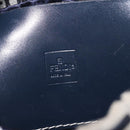 FENDI Zucchino Canvas Shoulder Bag Navy Silver Auth 123405-20