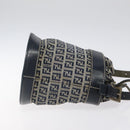 FENDI Zucchino Canvas Shoulder Bag Navy Silver Auth 123405-3