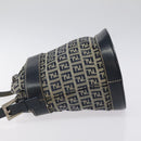 FENDI Zucchino Canvas Shoulder Bag Navy Silver Auth 123405-4