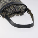 FENDI Zucchino Canvas Shoulder Bag Navy Silver Auth 123405-7