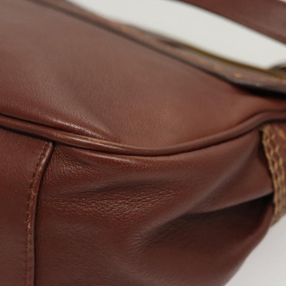 BALLY Hand Bag Leather 2way Brown Gold Auth 123408