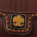 BALLY Hand Bag Leather 2way Brown Gold Auth 123408-18