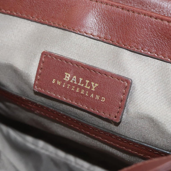 BALLY Hand Bag Leather 2way Brown Gold Auth 123408