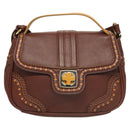 BALLY Hand Bag Leather 2way Brown Gold Auth 123408-13