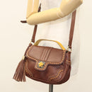 BALLY Hand Bag Leather 2way Brown Gold Auth 123408-25