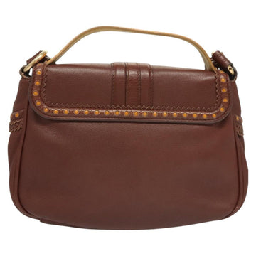 BALLY Hand Bag Leather 2way Brown Gold Auth 123408 - 0