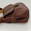 BALLY Hand Bag Leather 2way Brown Gold Auth 123408-4