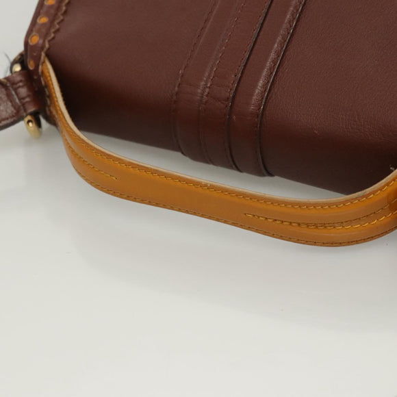 BALLY Hand Bag Leather 2way Brown Gold Auth 123408