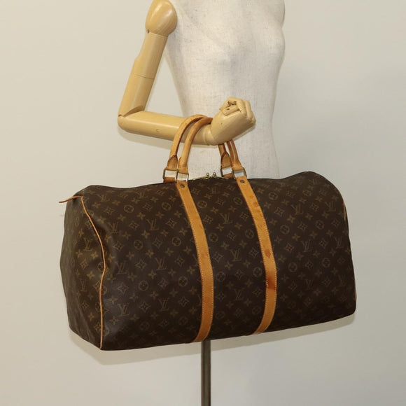 LOUIS VUITTON Monogram Keepall 55 Boston Bag M41424 LV Auth 123412