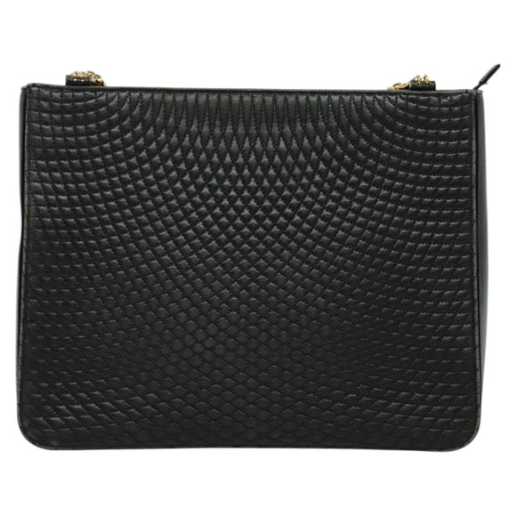 BALLY Shoulder Bag Leather Black Gold Auth 123425