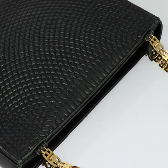 BALLY Shoulder Bag Leather Black Gold Auth 123425