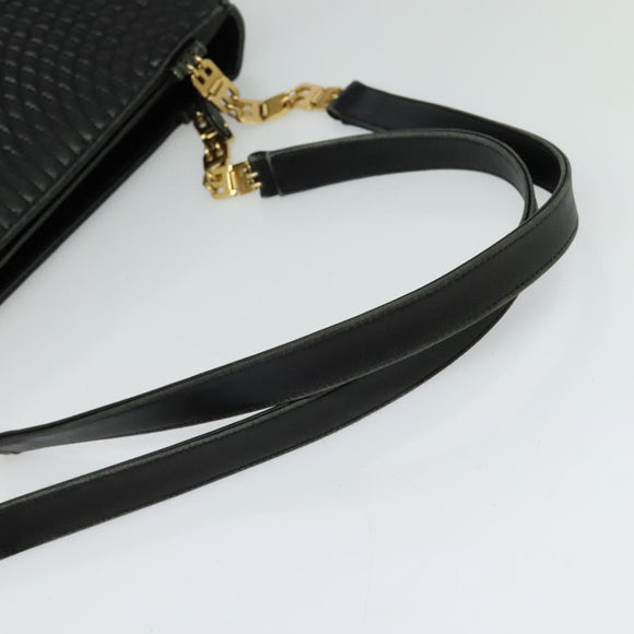 BALLY Shoulder Bag Leather Black Gold Auth 123425