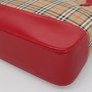 BURBERRY Nova Check Shoulder Bag Canvas Beige Gold Auth 123426-15