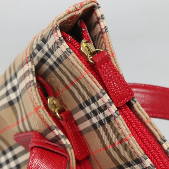 BURBERRY Nova Check Shoulder Bag Canvas Beige Gold Auth 123426