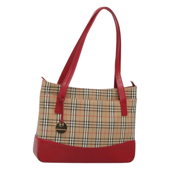 BURBERRY Nova Check Shoulder Bag Canvas Beige Gold Auth 123426
