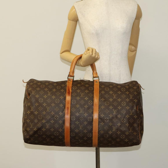 LOUIS VUITTON Monogram Keepall 55 Boston Bag M41424 LV Auth 123436