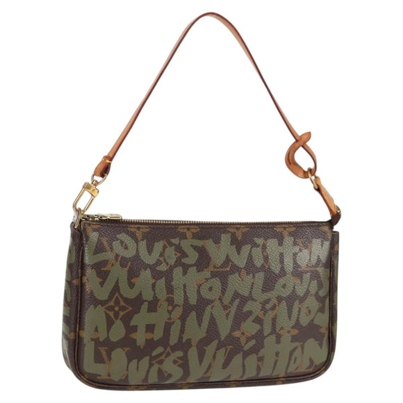 LOUIS VUITTON Graffiti Pochette Accessoires Pouch Khaki M92191 Auth 123438V